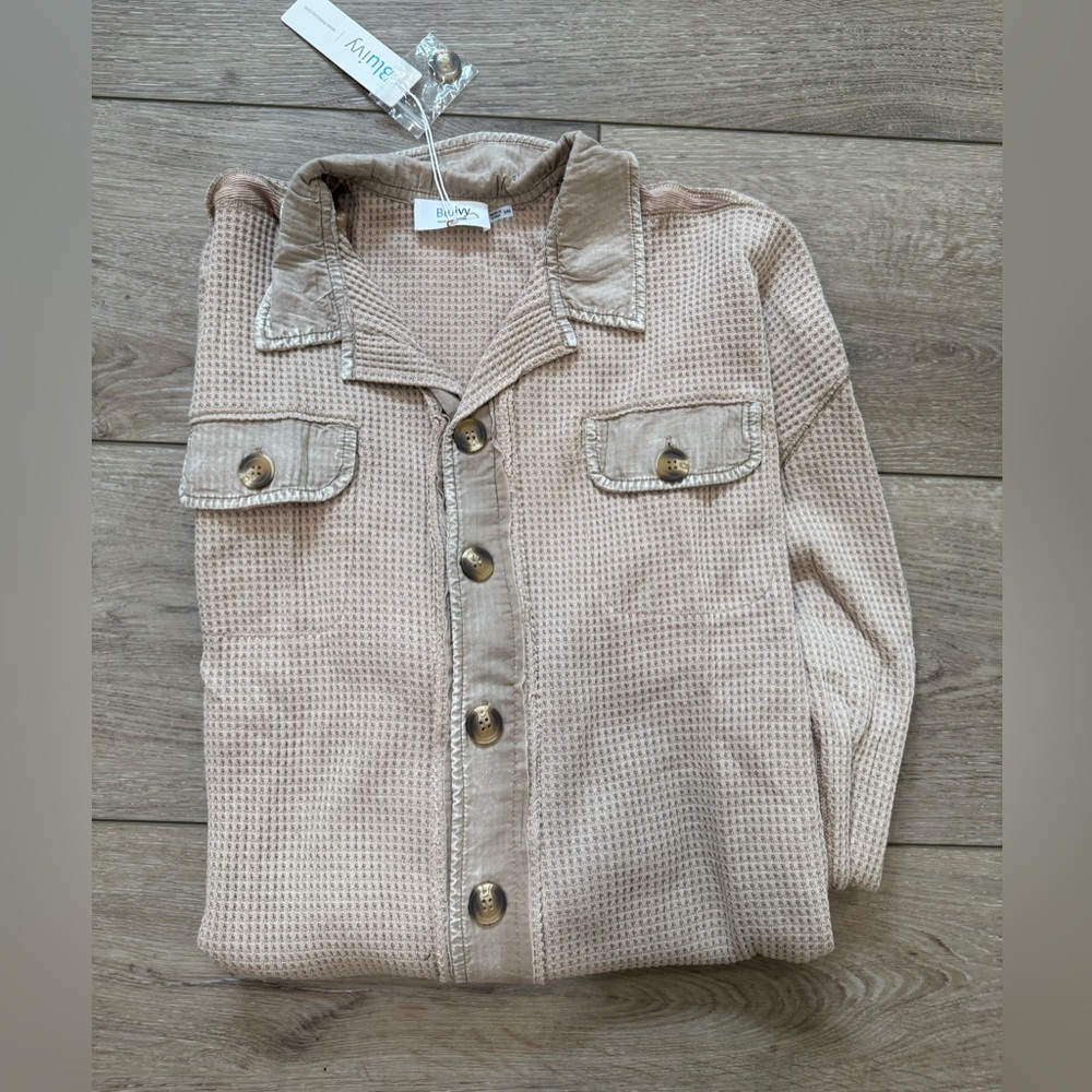 Latte colored waffle shacket NWT